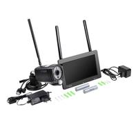 Technaxx Conjunto de cámara de vigilancia de Seguridad inalámbrica TX-128 - FullHD, Pantalla táctil de 7'', Monitor PIR, visión Nocturna, función de Alarma, notificaciones automáticas (Negro)