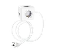 Technaxx Power Cube USB TX-195 - Enchufe Múltiple en Cubo con 4× Tomas 230V, 2× USB-A & 1× USB-C - Regleta Compacta con Protección Infantil, Soporte Twist-Lock & Adhesivo, Ideal para Hogar & Oficina