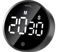 technoline Moderno Reloj Despertador Corto de Cocina, Temporizador de Cuenta atrás Digital, Redondo, iluminación (Eco), táctil, Color Negro Brillante
