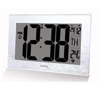 Technoline Pequeño WS8019 y Moderno Reloj de Pared con Aspecto Plateado Cepillado, tamaño: 212 x 140 x 32 mm