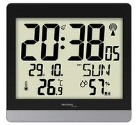 Technoline WS 8014 Digital Wall Clock Rectángulo Negro, Plata - Reloj de Pared (AA, Negro, Plata, 200 mm, 29 mm, 189 mm)