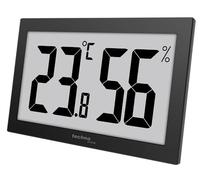Technoline WS9465 - Termómetro de oficina, higrómetro, control de temperatura y humedad, pantalla muy fácil de leer, color negro, con pantalla LCD jumbo para oficina Hotel Foyer