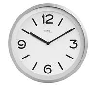 Technoline WT 7400 - Reloj de Pared Moderno con Sensor de detección Nocturna, luz de Fondo automática y silenciosa Cuando oscurece, diámetro de 25,4 cm, Aspecto Cromado, Color Plateado