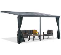 Techo para terraza de aluminio San Diego con cortinas 3 x 4,3 m CoverTech antracita