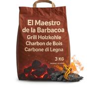 TECHZOCO Carbón de leña Vegetal, Carbón para Barbacoa, Brasas Bajas en Chispas y Calor Uniforme, 100% ecológico, Produccion en Extremadura, Contiene 2 Sacos de 3 Kg