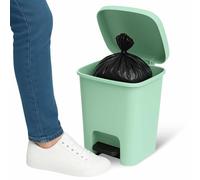 TECHZOCO Cubo basura plástico, Cubo basura apertura pedal, Papelera de pedal, cubo de Pedal, Basura para oficina, Libre BPA, 40 cm alto x 32 cm ancho x 28 cm fondo, Capacidad 18 Litros, Verde claro