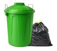 TECHZOCO Cubo de Basura con tapa, cubo basura Industrial, Cubo basura Plástico con asas metálicas, Contenedor residuos, 55 cm alto x 44 cm Diámetro superior, Capacidad 51 Litros