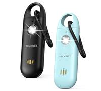 TECKNET Alarma personal para mujeres, alarma de bolsillo con sirena de 130 dB, USB Type-C recargable autodefensa, alarma personal, niños, personas mayores, turno nocturno (azul + negro)