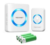 TECKNET Timbre inalámbrico con batería, mini timbre inalámbrico de 400 m, IP65, resistente al agua, juego de timbre inalámbrico para exteriores, 5 niveles de volumen, timbre de puerta y 60 melodías