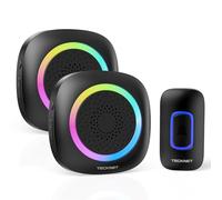 TECKNET Timbre Inalambrico Exterior, RGB Timbre Inalámbrico Exterior Impermeable IP66 con 2 Receptores, 400M Alcance, 5 Niveles de Volumen y 60 Melodías, Doorbell al Estilo de la Batería, Portátil