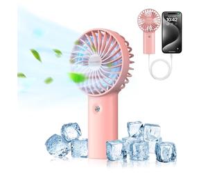 TECKNET Ventilador de Mano, 7000mAh Ventilador Portatil USB, Rosa | Ajustable 3 Velocidades ventilador pequeño recargable el Oficina, Hogar, Viajes, Exterior