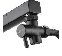 Tecmolog Desviador Grifo Manguera Latón 3 Vias Adaptador de Grifo Conector para Grifo Lavabo Negro, M22 x M24, SBA021EB