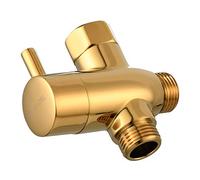 Tecmolog Válvula desviadora de ducha de 3 vías G 1/2 "latón T adaptador con válvula de apagado para cabezal de ducha, titanio dorado, DSF012J