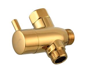 Tecmolog Válvula desviadora de ducha de 3 vías G 1/2 "latón T adaptador con válvula de apagado para cabezal de ducha, titanio dorado, DSF012J