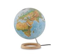 TECNODIDATTICA Atmosphere FC2 - Globo terráqueo giratorio, luminoso, base de madera de arce, cartografía física/política, diámetro 30 cm