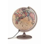 TECNODIDATTICA Atmosphere - Globo terráqueo A2 luminoso, giratorio, cartografía estilo antiguo y meridiano graduado, diámetro 30 cm