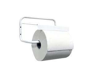 Tecnokit Dispensador de rollo de papel de pared, tornillos y tacos para montaje incluidos, muelles incluidos, Blanco, Portarrollos 29 cm, 40X30X16 H