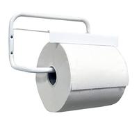 Tecnokit Porta Rollo Industrial de Pared para Rollos Toalla, Acero Pintado Blanco con Kit de Montaje Incluido, Soporte Bobina 29 cm, Robusto y fácil de Instalar