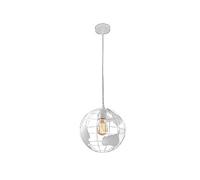 TECNOLUX EURO Araña moderna nórdica, globo, E27, utilizada en comedor, dormitorio, estudio, pasillo Restaurante, bar, blanco con un diámetro de 30 cm.