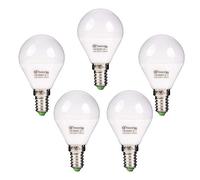 TECNOLUX EURO Bombilla LED Esrerica G45, 6W, E14 y luz blanco 6400K, 480 lúmenes, (5-Unidades)