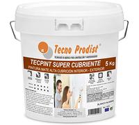 TECPINT SÚPER CUBRIENTE de Tecno Prodist - 5 Kg (BLANCO) Pintura para Exterior e Interior al Agua - Cubrición extra, acabado blanco Alaska - Lavable - Sin olor, no salpica - Fácil Aplicación