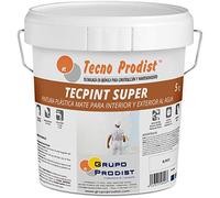 TECPINT SÚPER de Tecno Prodist - 5 Kg (BLANCO) Pintura para Exterior e Interior al Agua - Gran cubrición y blancura - Lavable - Fácil Aplicación