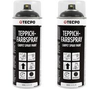 TECPO Spray de pintura para alfombras, 2 x 400 ml, color antracita, para alfombras, alfombrillas de coche, tejido de goma, plástico, tratamiento interior