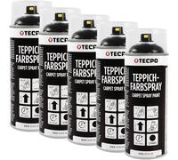 TECPO Spray de pintura para alfombras, 5 x 400 ml, pintura textil, color negro, para alfombras de coche, alfombrillas de techo, tela, goma, plástico, tratamiento interior