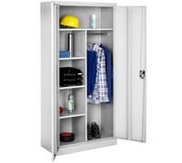 tectake® Armario Archivador Metálico de Oficina, 6 Cajones y Barra, Puertas Bloqueables, Acero Calidad, Mueble Oficina, Candado Seguridad, Armario Almacenaje, Estanterías Metálicas - 180x80x40cm Gris