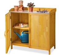 tectake® Armario Exterior de Madera con Estanterias Almacenaje, Ideal para Muebles Jardin Exterior y Jardin, con Superficie Galvanizada y Espacio Protegido para Almacenamiento - 98 x 48 x 95 cm