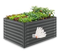 tectake® Bancal Elevado de 120 x 100 x 62 cm, 720L, para Huerto Urbano, Jardineras Exterior Grandes, Maceteros Grandes Exterior, Jardin, Macetero Grande, con Guantes, Suelo Abierto, Malla Metalica