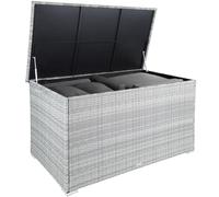 tectake Baúl de Almacenaje Exterior con 750 l de Capacidad, Arcón Exterior Atemporal de Poli ratán Resistente con Forro Interior Extraíble, Cofre para Jardín Exterior o Terraza - Gris Claro