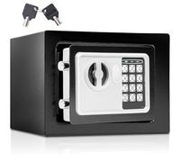 tectake® Caja Fuerte Pequeña con Cerradura Electronica, Sistema de Bloqueo de Doble Perno, Armario Pequeño, Caja Fuerte Empotrable, Cofre para Guardar Dinero, Documentos o Joyas - 23 x 17 x 17 cm