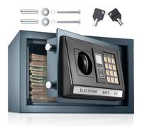 tectake® Caja Fuerte Pequeña con Cerradura Electronica, Sistema de Bloqueo de Doble Perno, Armario Pequeño, Caja Fuerte Empotrable, Cofre para Guardar Dinero, Documentos o Joyas - 31 x 22 x 20 cm