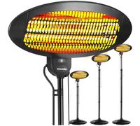 tectake® Calefactor por Infrarrojos, 3 Niveles de Potencia, Ajustable en Altura, Protección Antivuelco, Estufa Exterior, Bajo Consumo, Calefactor Electrico Terraza Exterior - Negro