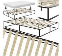TecTake® Cama Matrimonio Metal, Almacenamiento Debajo, Estructura 140x200 Doble Resistente, Somier Madera de Álamo, Diseño Minimalista, Grande - 200 x 140 x 25,5 cm