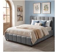 tectake® Cama Tapizada 120 x 200 cm, Somier Integrado, Terciopelo, 250 kg