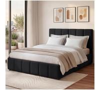 tectake® Cama Tapizada Terciopelo 140x200 cm, Somier Láminas Integrado