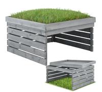 tectake® Caseta de Jardin 84 x 78 x 46 cm para Cortacesped Robot, Garaje para Robot Cortacesped, Techo Ideal para Plantar, Caseta Jardin Exterior de Pino - Gris