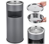 tectake® Cenicero de Pie y Cubo Interior Extraíble, Antideslizante, Metal Resistente, Papelera Oficina, Cenicero Exterior, Ceniceros, Papelera Exterior - Antracita