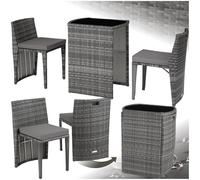 tectake® Conjunto Jardín Exterior de Ratán y Aluminio, Muebles Jardín Exterior Resistente a la Intemperie, 2 Sillas con Cojines, Mesa Cristal, Agrupable, Fácil Montaje y Limpieza - Gris