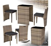 tectake® Conjunto Jardín Exterior de Ratán y Aluminio, Muebles Jardín Exterior Resistente a la Intemperie, 2 Sillas con Cojines, Mesa Cristal, Agrupable, Fácil Montaje y Limpieza - Natural
