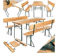 tectake® Conjunto Jardin, Mesa Picnic Madera con Bancos Plegables, Muebles Jardin Exterior Resistentes, Mesa Plegable Exterior, Ideal para Terraza, Jardín y Camping