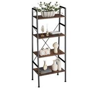 tectake® Estanteria de Escalera con 4 Baldas de Madera, Sistema Antivuelco, Estanteria Pared, Muebles de Salon, Recibidores de Entrada - 57,5 x 35,5 x 139 cm Madera Industrial Oscura, Rústica