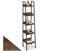 tectake® Estanteria Libros de Madera y Acero, Estanterias Almacenaje, Mueble Auxiliar para Oficina, Sala, Cocina, Recibidor y Baño - 35,5 x 31,5 x 170,5 cm Madera Industrial Oscura, Rústica