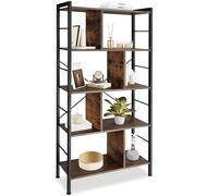 tectake® Estanteria Metalica, 4 Estantes, 8 Compartimentos, Estanterias Almacenaje, Muebles de Salon, Mueble Recibidor - 75,5 x 30 x 155 cm Madera Industrial Oscura, Rústica
