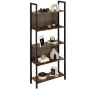 tectake® Estanteria Pared, Estanteria Libros, Mueble Auxiliar Baño con 5 Baldas, Estantería Madera para Oficina y Recibidor - 62 x 24 x 165,5 cm Madera Industrial Oscura, Rústica