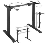 tectake® Estructura para Mesa Elevable Eléctrica, Altura Ajustable, Movimientos Suaves, Anchura Variable, Escritorio Elevable, Mesa de Oficina, Capacidad de Carga: 70 kg, 129 x 65 x 121 cm - Negro