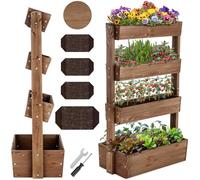 TecTake® Huerto Urbano Vertical con 4 Niveles, Maceteros Grandes Exterior de Madera, Macetero Alto, Macetas Exterior Grandes, Huerto Urbano Terraza - 45 x 85 x 140 cm Marrón