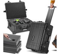 tectake® Maletín Cámara Vacío con Espuma, Carcasa Rígida, Carro Herramientas a Prueba de Golpes, Caja Herramientas con Ruedas y Asas Telescópicas, Resistente a la Intemperie, 56 x 46 x 27 cm